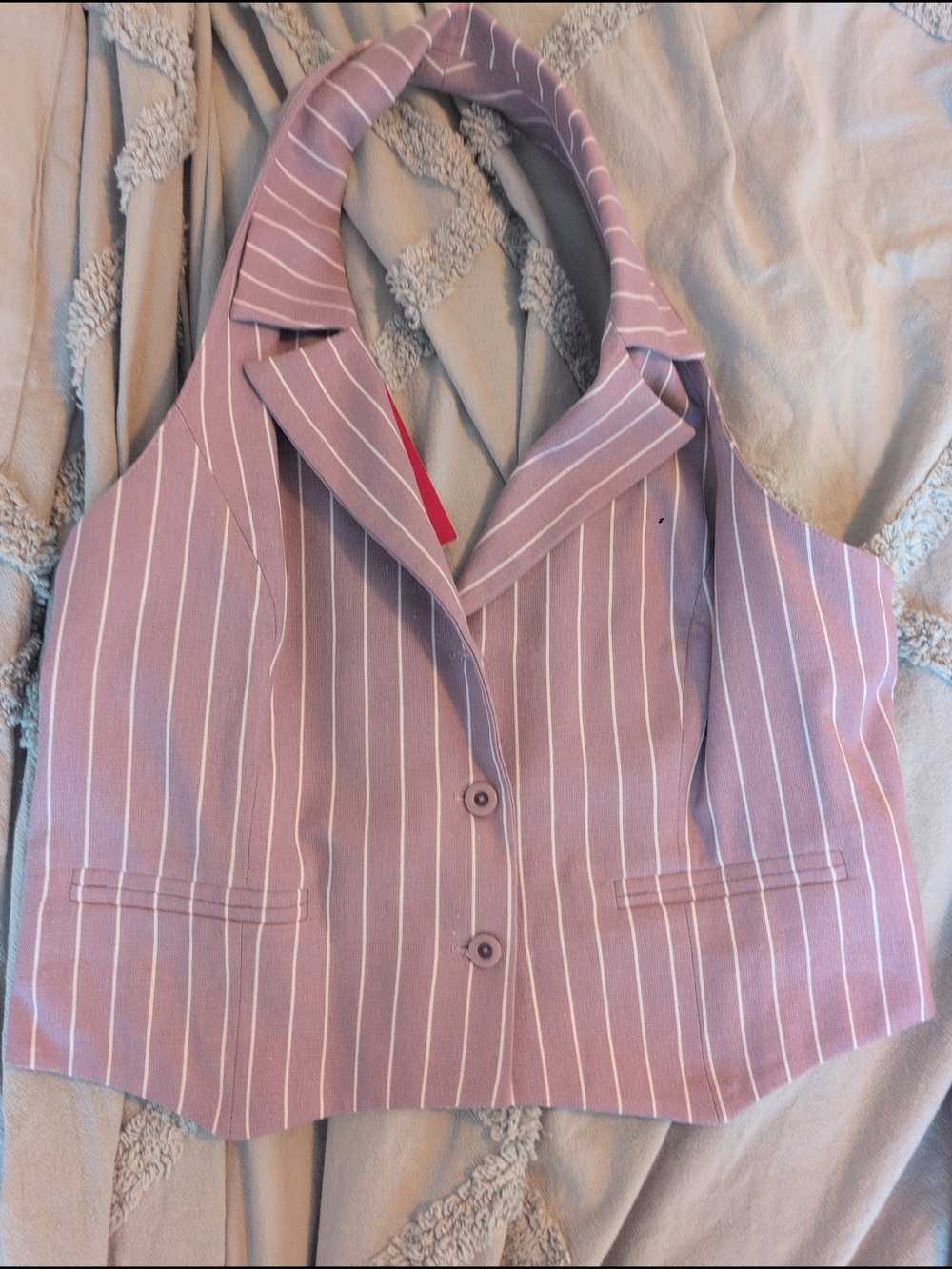Striped Lavender Button Front Vest